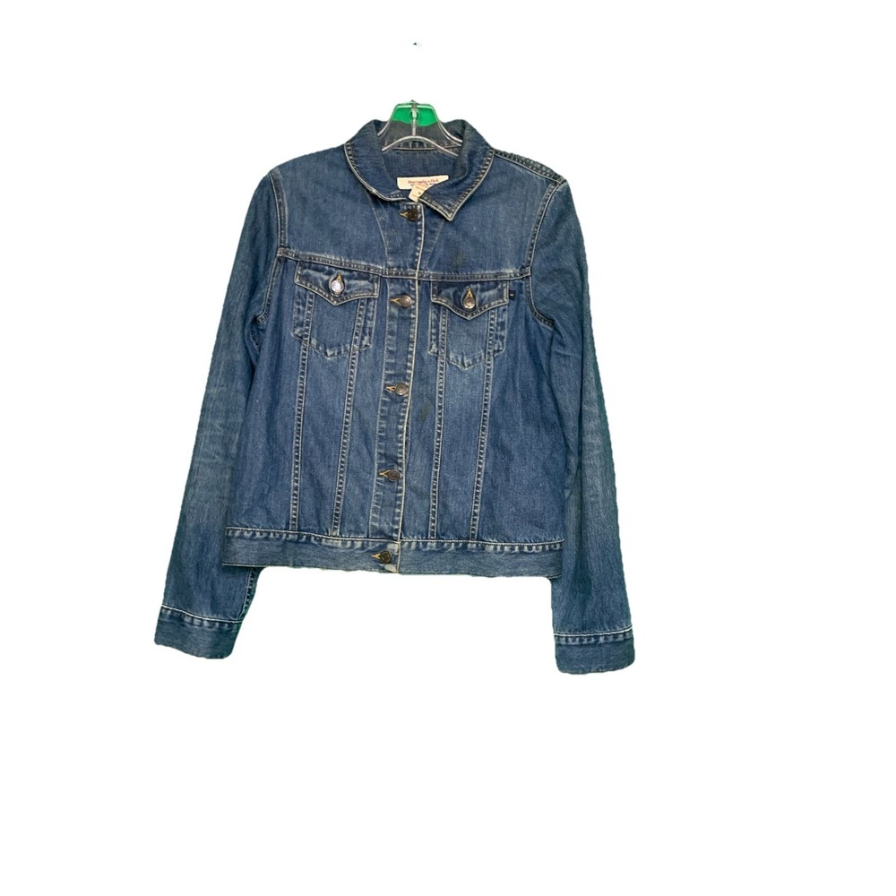 Abercrombie & Fitch Jean Jacket Women Medium Blue Denim Distressed Y2K